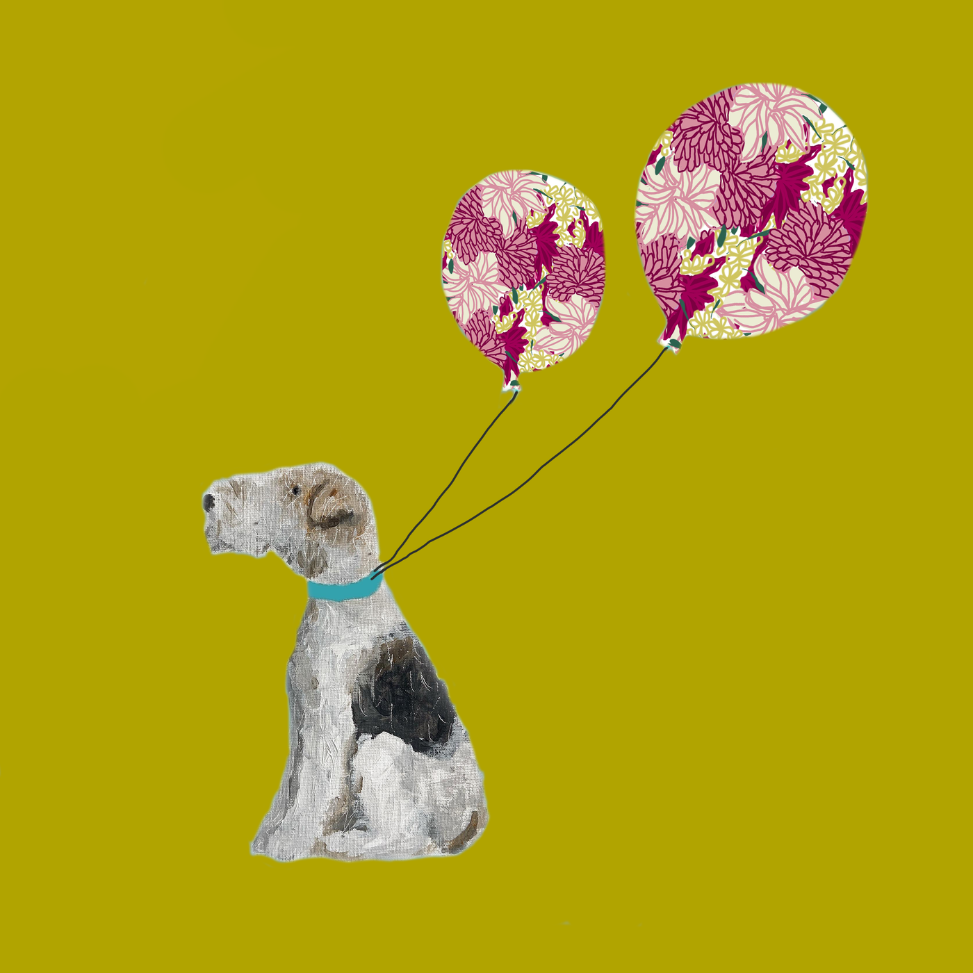 Bob with patterned balloons greetings card