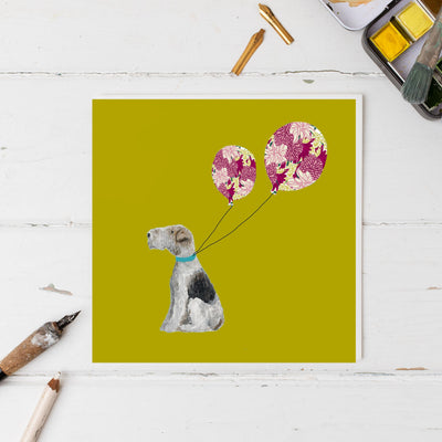 Bob with patterned balloons greetings card