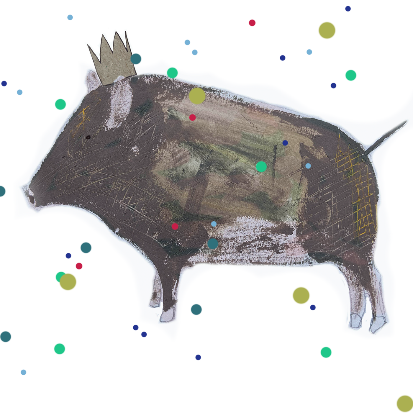 Boar in a Crown Greetings Card