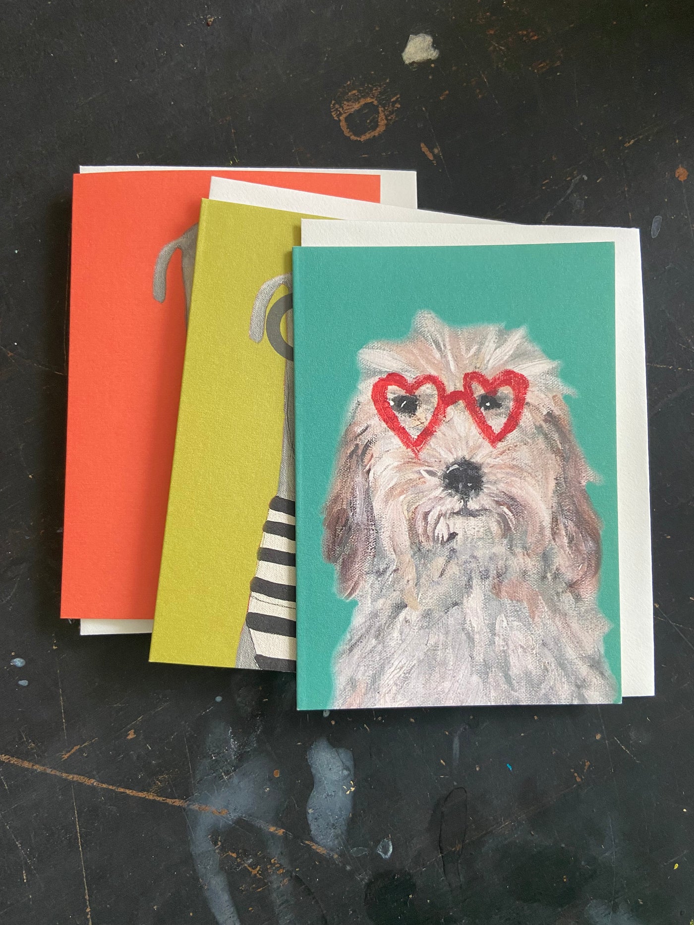 Heart Shaped Glasses Scruff Dinky card size A7