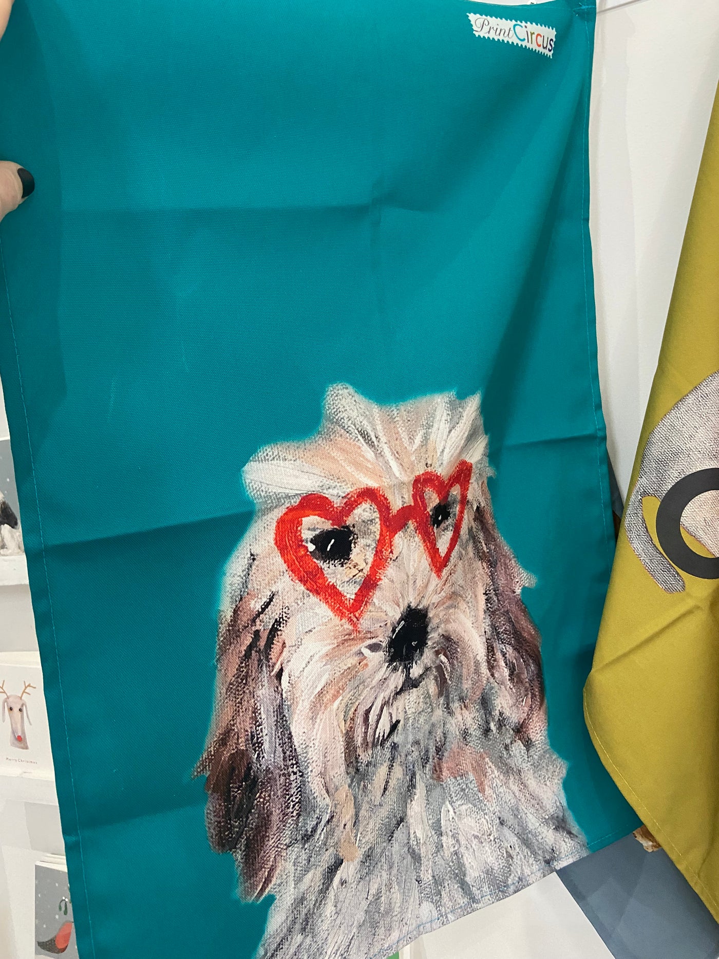 Heart Shaped Glasses Scruff Tea towel