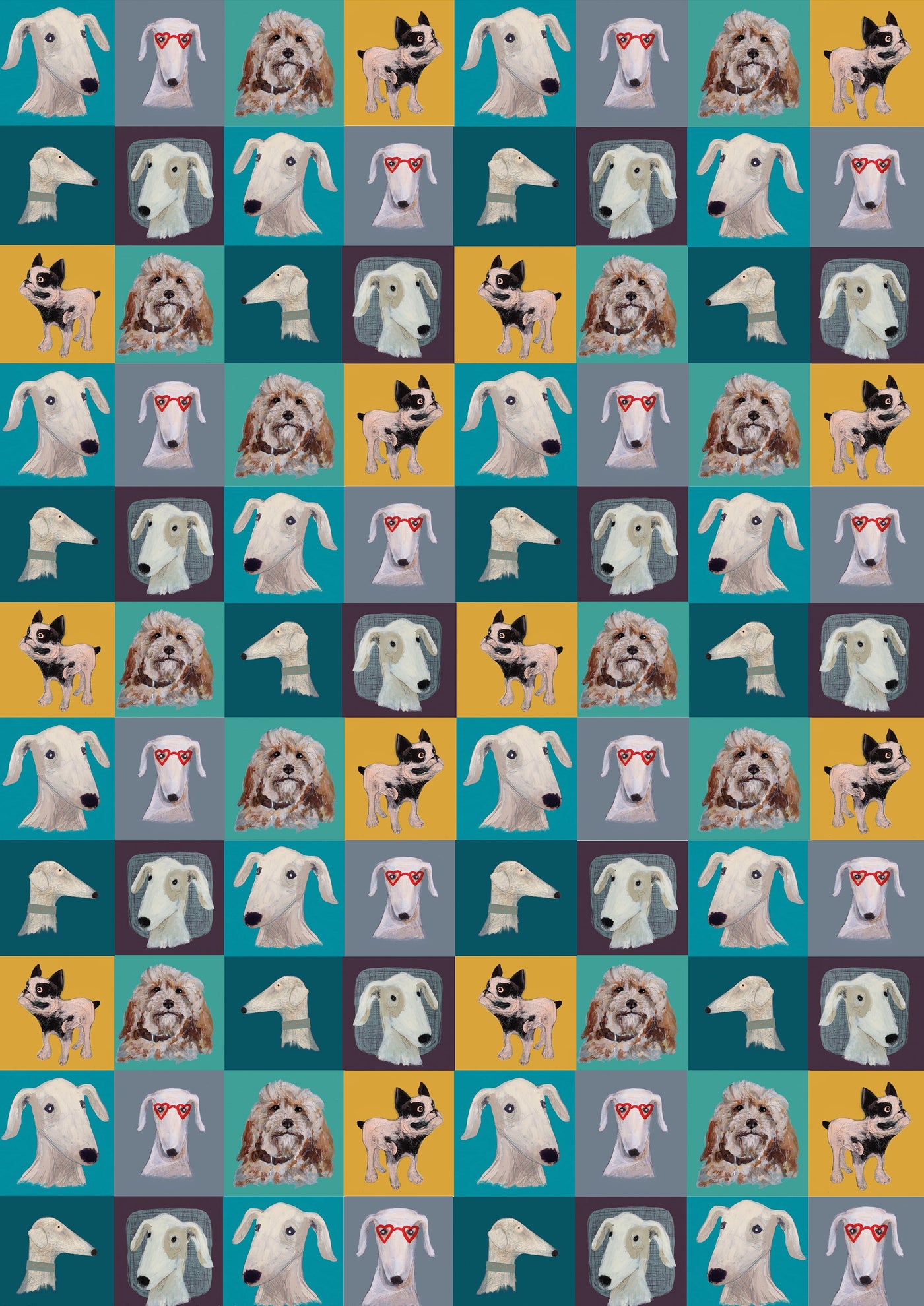 Patchwork Pups Tea towel