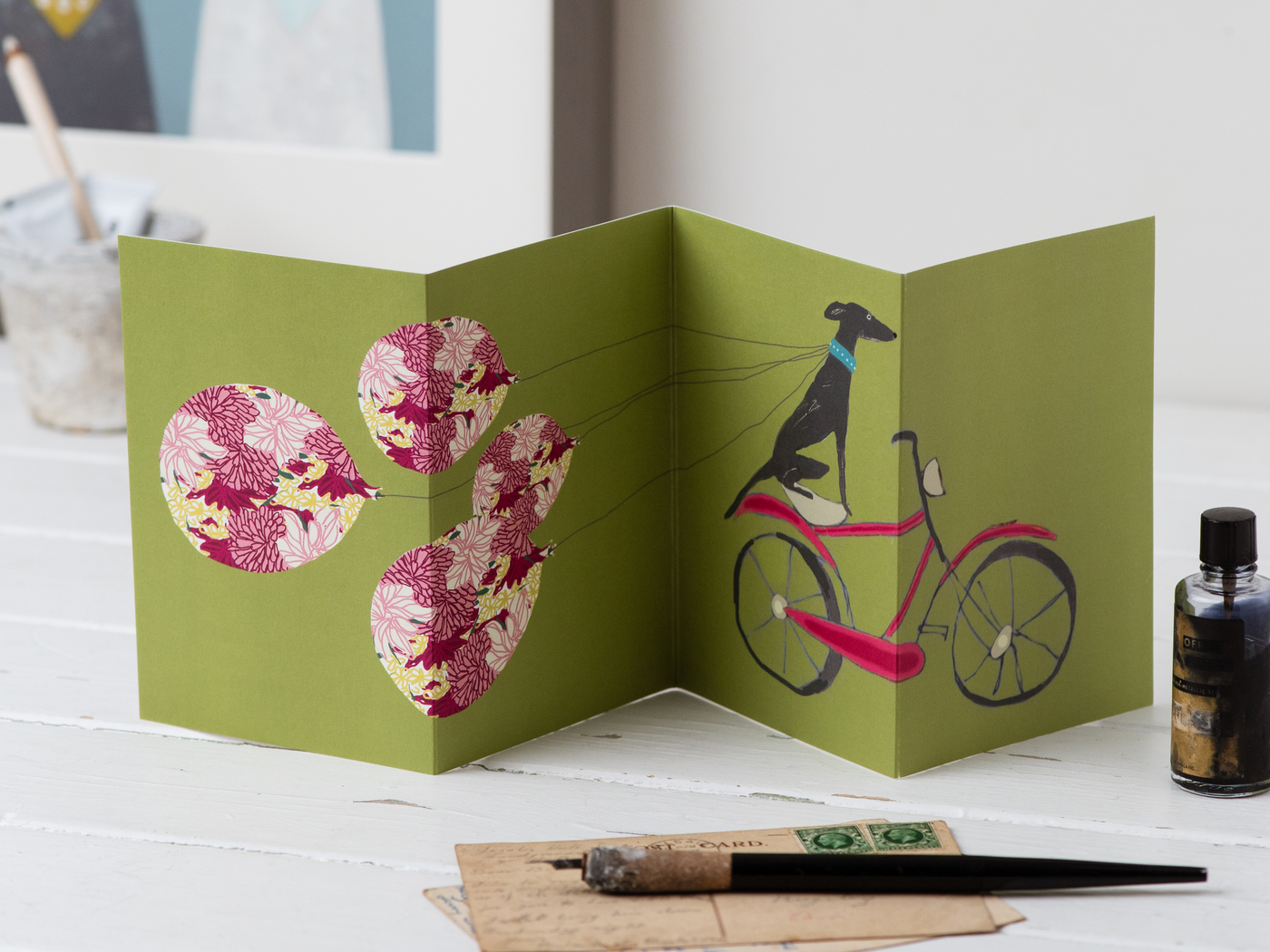 Willow with Bike & Balloons concertina card
