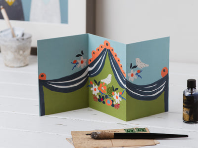 Festival Birds concertina card