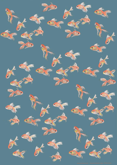 Goldfish Glints Tea towel