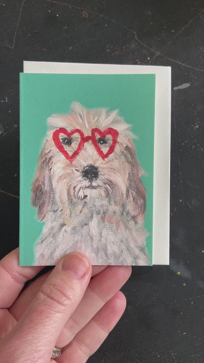 Heart Shaped Glasses Scruff Dinky card size A7