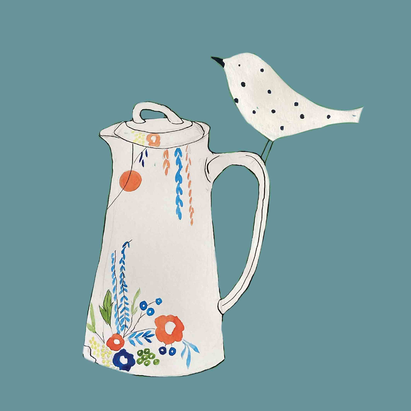 Claire de Lune Coffee Pot greetings card