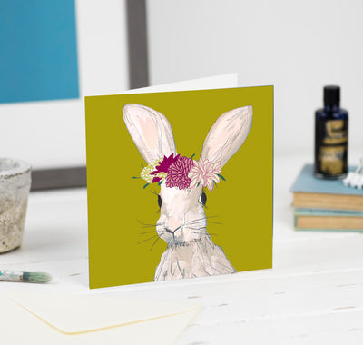 Mavis Bunny with Headdress greetings card