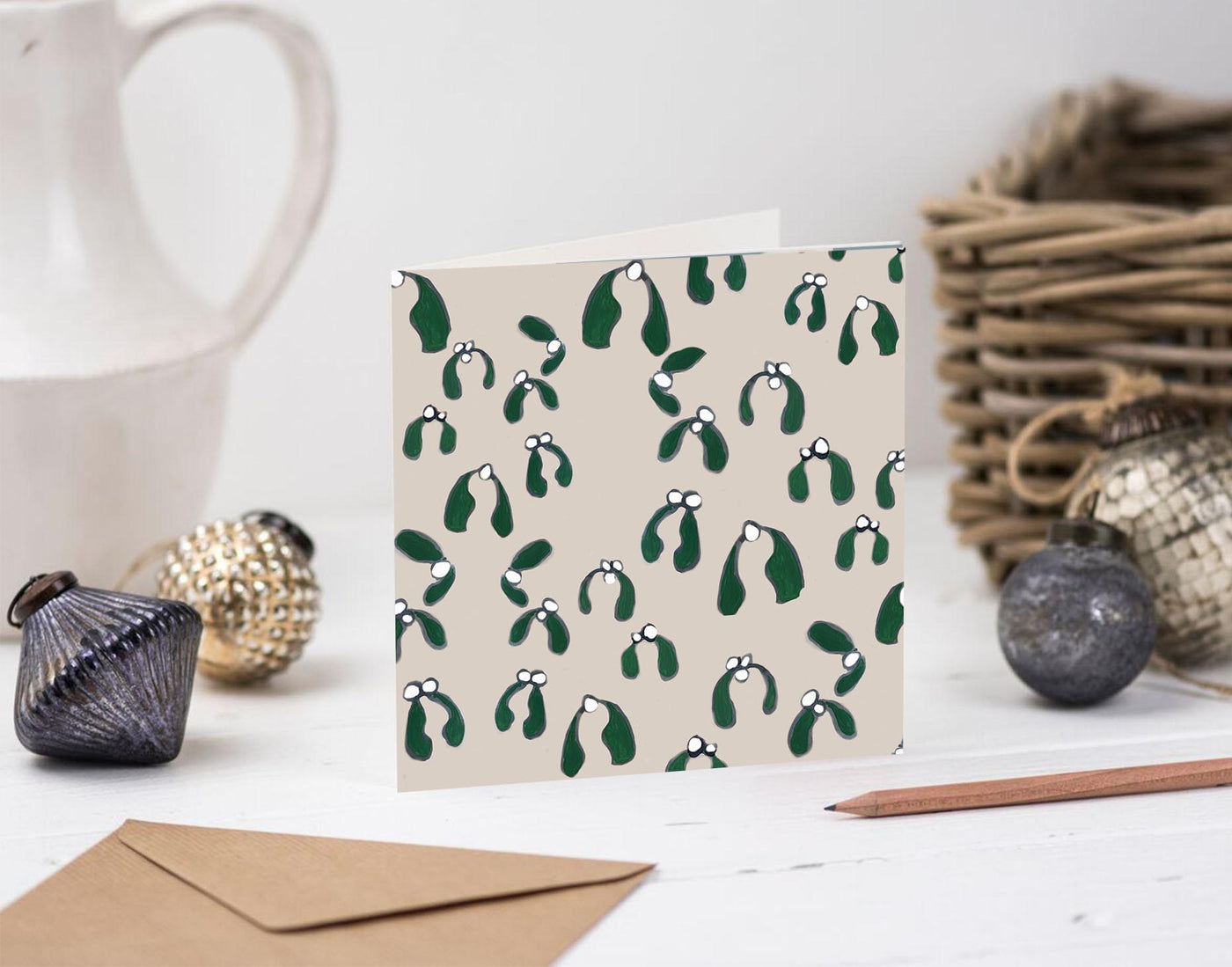 Mistletoe repeat pattern card