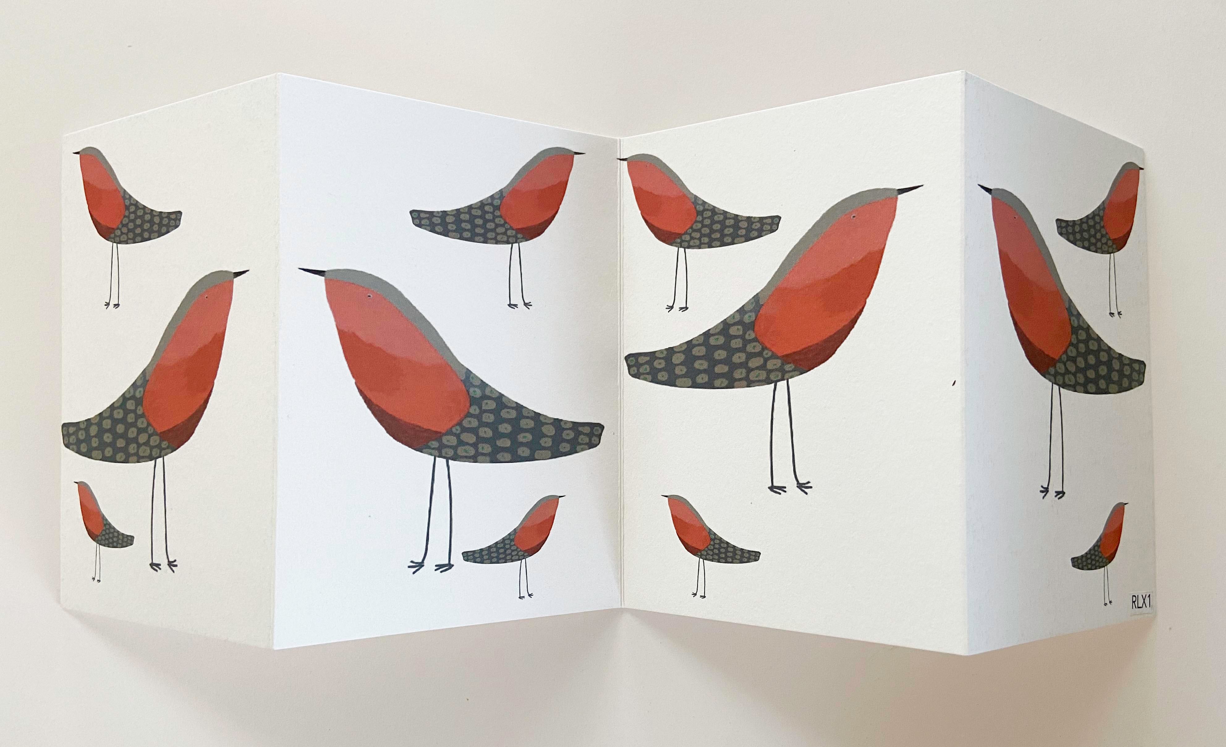 Concertina Christmas Robins Card Print Circus
