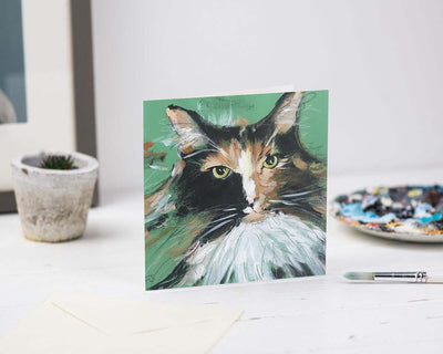 Tortie Cat Greetings Card