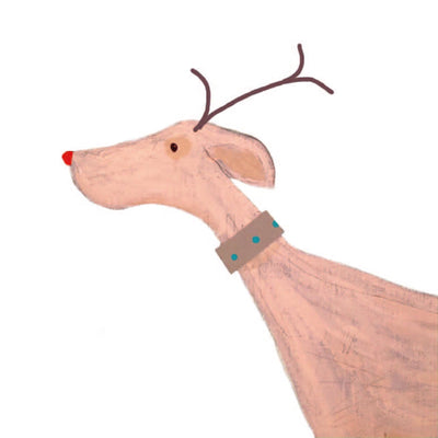 Antler Dog Christmas cards x 5