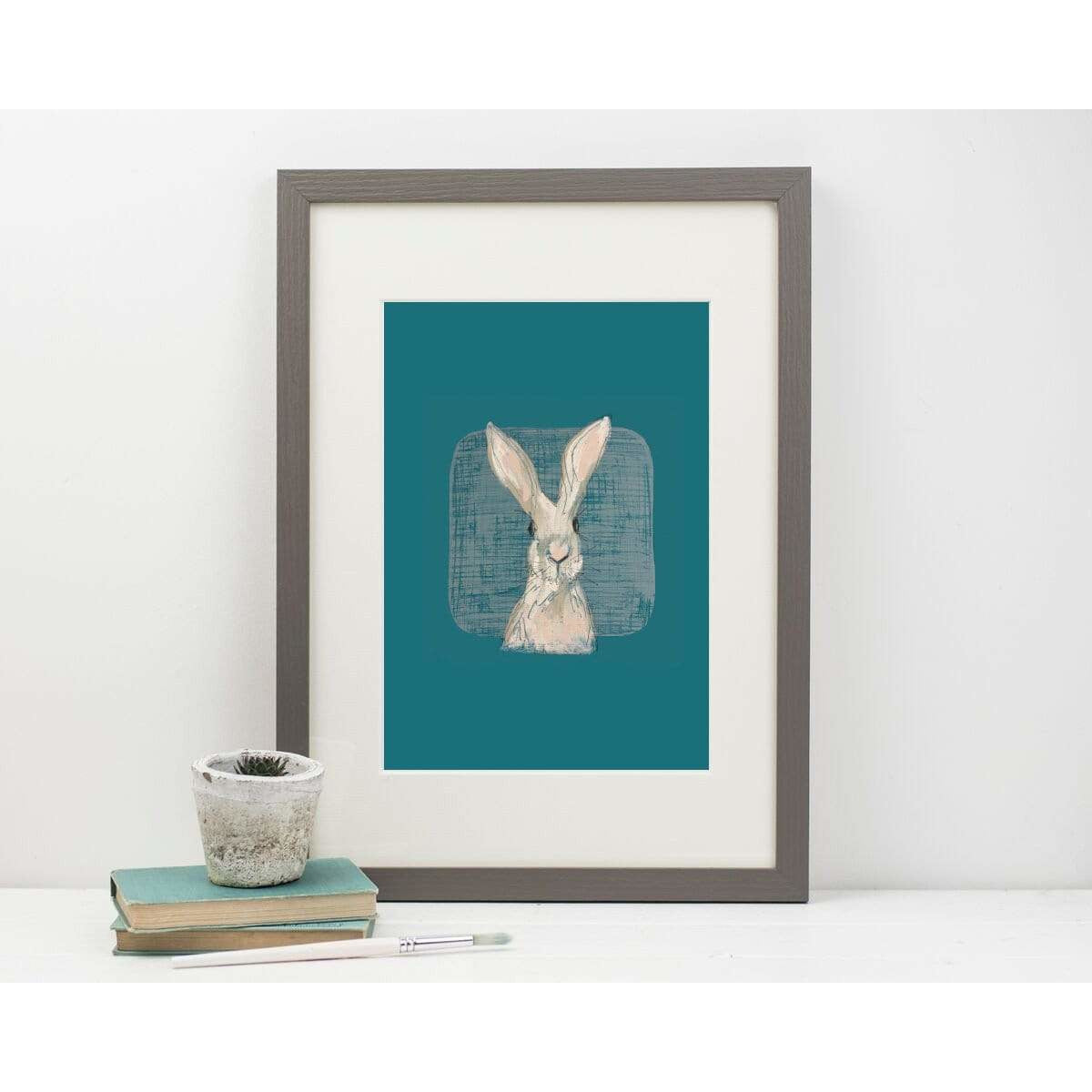 Print Circus A3 frame Hare with Teal print