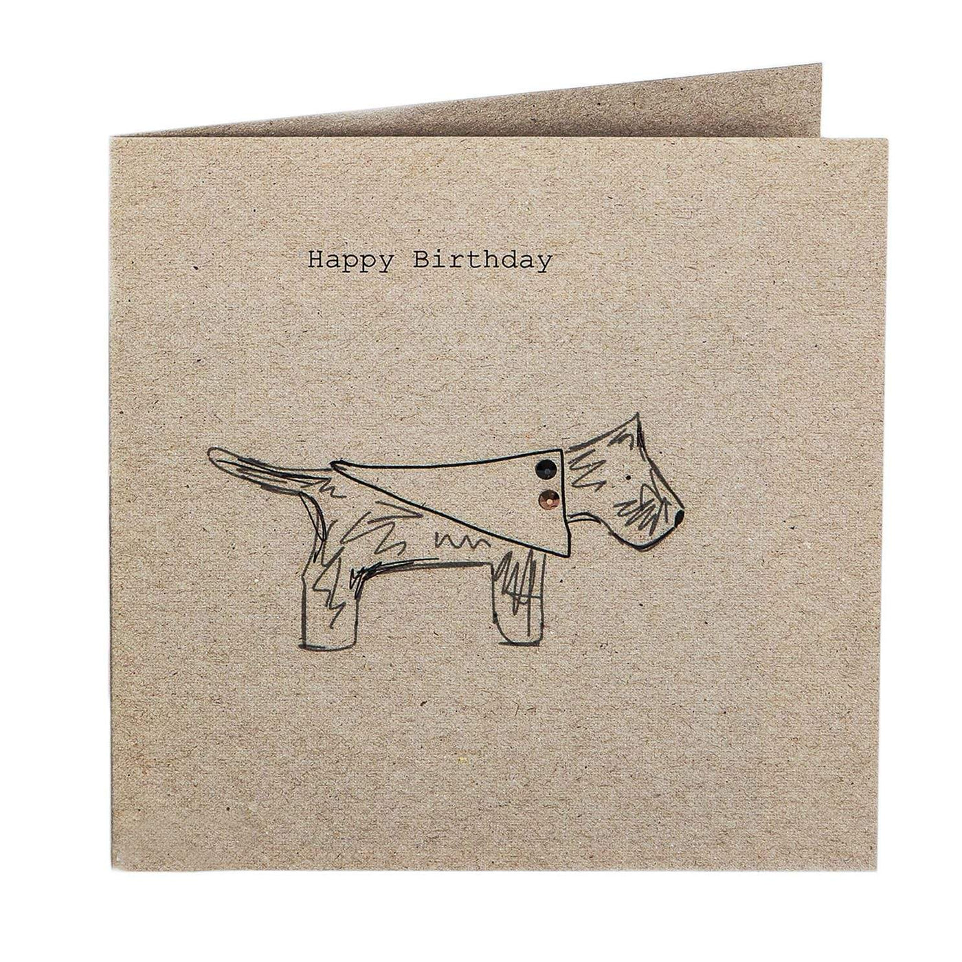 Print Circus Embellished Greetings Card NT06 Happy Birthday (pooch in coat) square hand embellished card