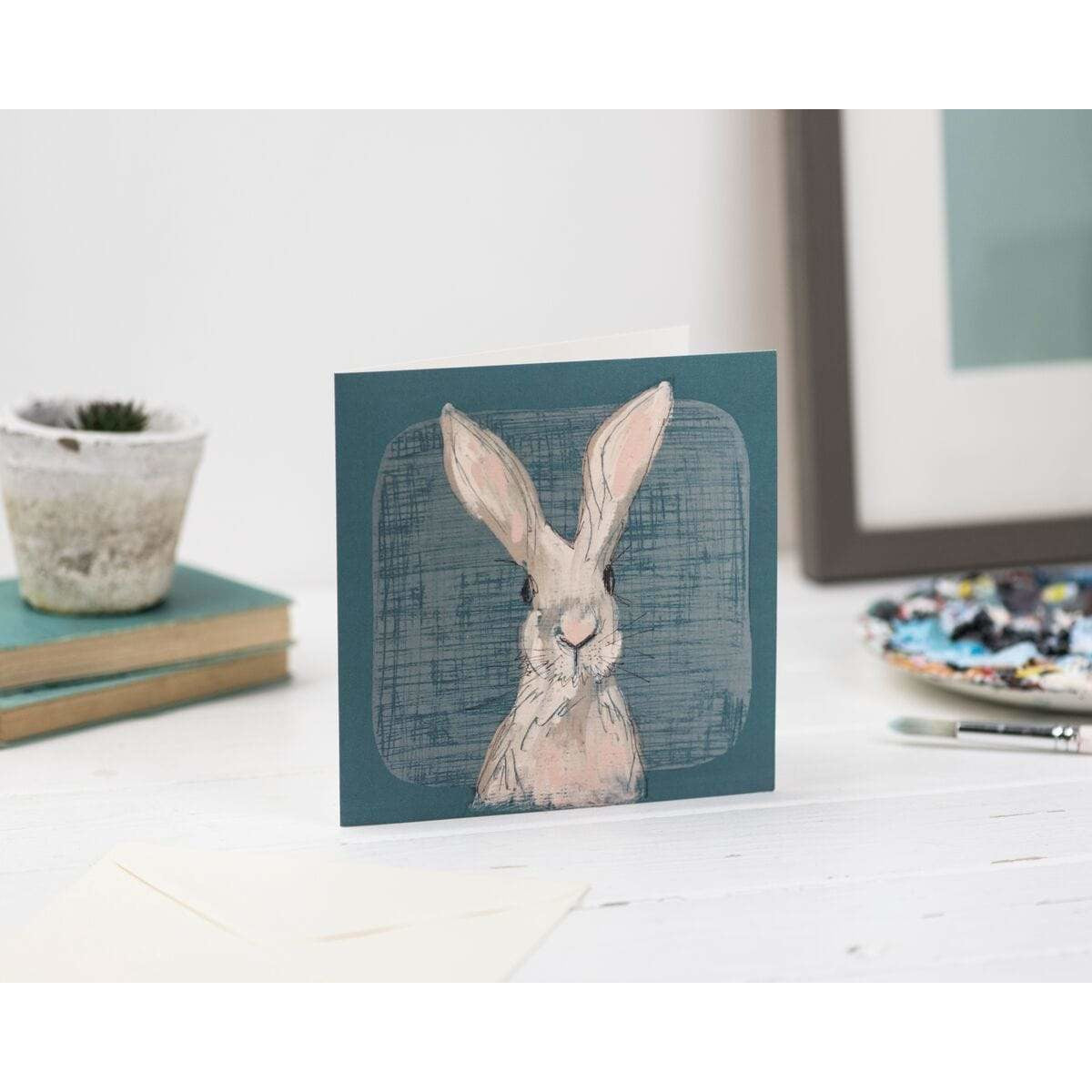 Print Circus Greetings Card Hare with Teal Greetings Card