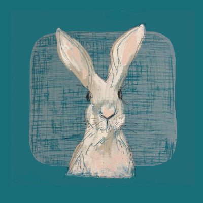 Print Circus Greetings Card Hare with Teal Greetings Card