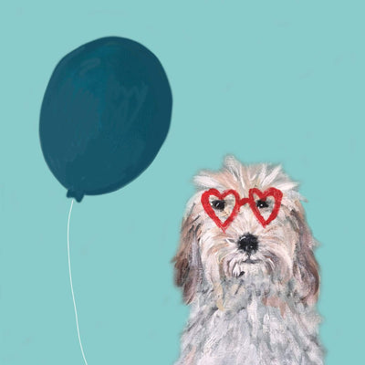 Print Circus Greetings Card HSG2 Heart Shaped Glasses with Balloon Greetings Card
