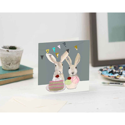 Print Circus Greetings Card MH05 Hares Tea Party Greetings Card