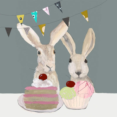 Print Circus Greetings Card MH05 Hares Tea Party Greetings Card