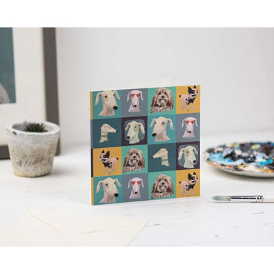 Print Circus Greetings Card PW01 Patchwork Pups Greetings Card