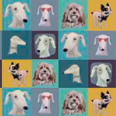 Print Circus Greetings Card PW01 Patchwork Pups Greetings Card