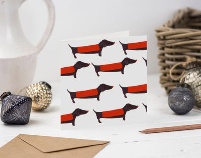 Christmas Sausage Dachshund Cards x 5